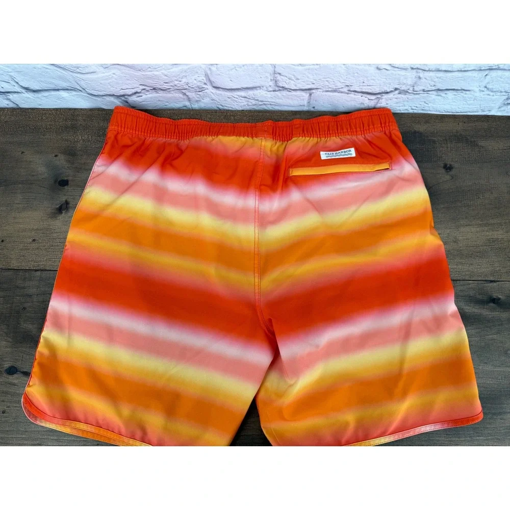 Fair Harbor‎ Mens XL Sunset Stripe 8 Inch Swim Trunks Lined Beach Vacay